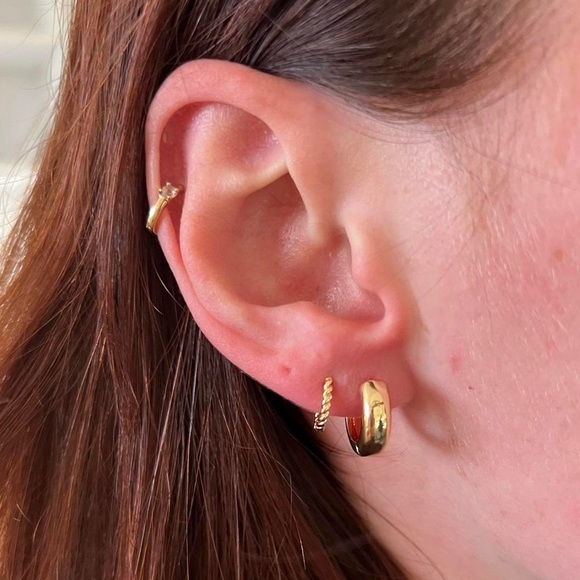 Chunky Gold Huggie Hoops - Picture 2 of 6